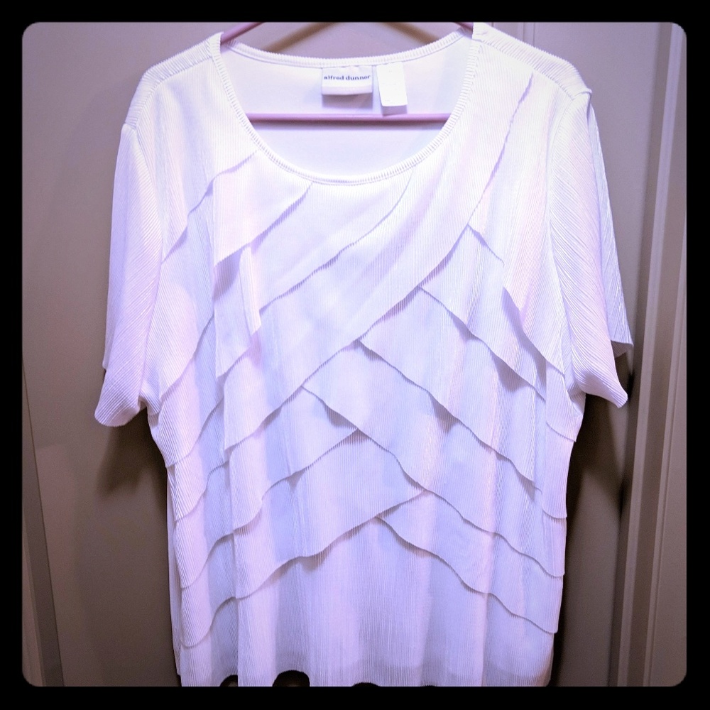Alfred Dunner Plus Size White Pleated Top